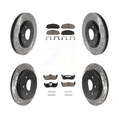 [Avant + Arrière] Kit de disque (percé rainuré revêtu) et plaquette (céramique) de frein pour Nissan Titan Armada INFINITI QX56 TITAN KDC-100638