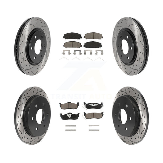 [Avant + Arrière] Kit de disque (percé rainuré revêtu) et plaquette (céramique) de frein pour Nissan Titan Armada INFINITI QX56 TITAN KDC-100638