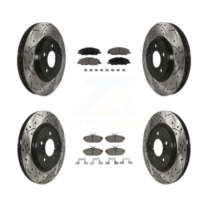 [Avant + Arrière] Kit de disque (percé rainuré revêtu) et plaquette (céramique) de frein pour Ford Mustang KDC-100639
