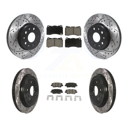 [Avant + Arrière] Kit de disque (percé rainuré revêtu) et plaquette (céramique) de frein pour Cadillac CTS KDC-100641