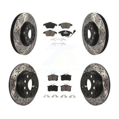 [Avant + Arrière] Kit de disque (percé rainuré revêtu) et plaquette (céramique) de frein pour Volkswagen Jetta Beetle KDC-100643