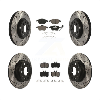 [Avant + Arrière] Kit de disque (percé rainuré revêtu) et plaquette (céramique) de frein pour 2014 Volkswagen Beetle R-Line GSR avec 272mm Diameter Rotor KDC-100644 par Transit Auto