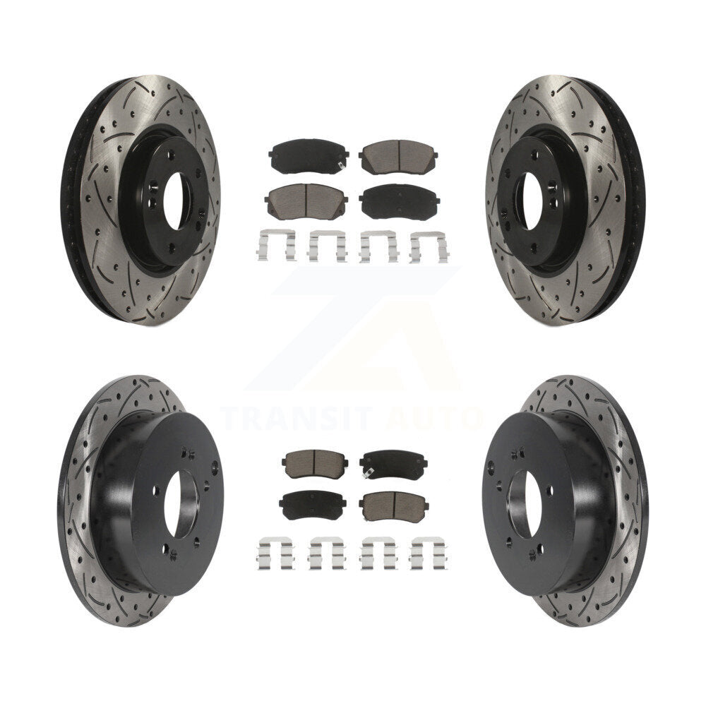 [Avant + Arrière] Kit de disque (percé rainuré revêtu) et plaquette (céramique) de frein pour Hyundai Tucson Kia Sportage KDC-100647