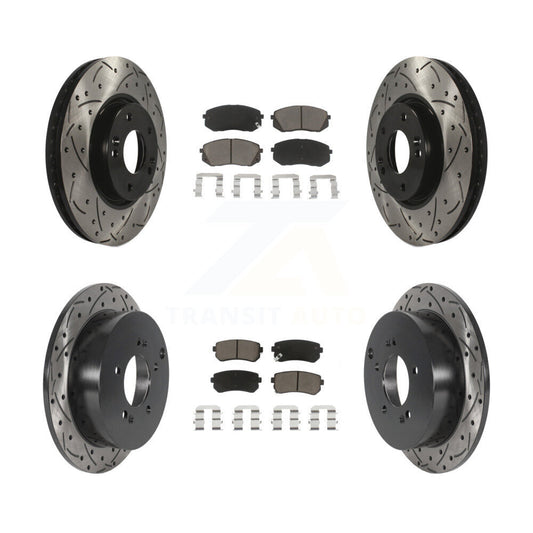 [Avant + Arrière] Kit de disque (percé rainuré revêtu) et plaquette (céramique) de frein pour Hyundai Tucson Kia Sportage KDC-100647