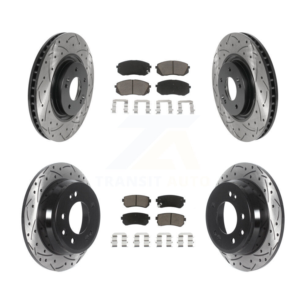 [Avant + Arrière] Kit de disque (percé rainuré revêtu) et plaquette (céramique) de frein pour 2015 Hyundai Tucson FWD avec FUEL CELL EV (FCEV) engine KDC-100649