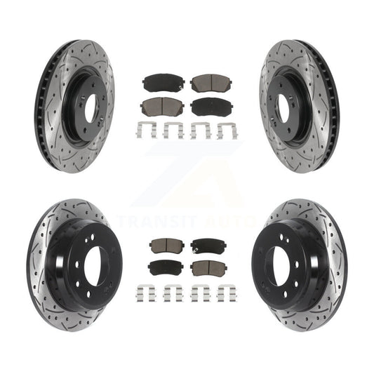 [Avant + Arrière] Kit de disque (percé rainuré revêtu) et plaquette (céramique) de frein pour 2015 Hyundai Tucson FWD avec FUEL CELL EV (FCEV) engine KDC-100649