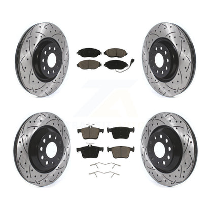 [Avant + Arrière] Kit de disque (percé rainuré revêtu) et plaquette (céramique) de frein pour Audi Volkswagen Golf R S3 Q3 Arteon KDC-100651