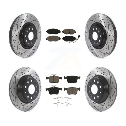 [Avant + Arrière] Kit de disque (percé rainuré revêtu) et plaquette (céramique) de frein pour Volkswagen Tiguan Jetta KDC-100655