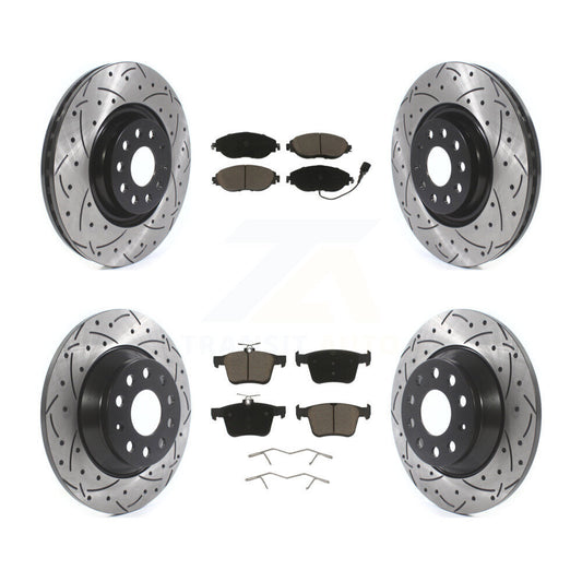 [Avant + Arrière] Kit de disque (percé rainuré revêtu) et plaquette (céramique) de frein pour Volkswagen Tiguan Jetta KDC-100655