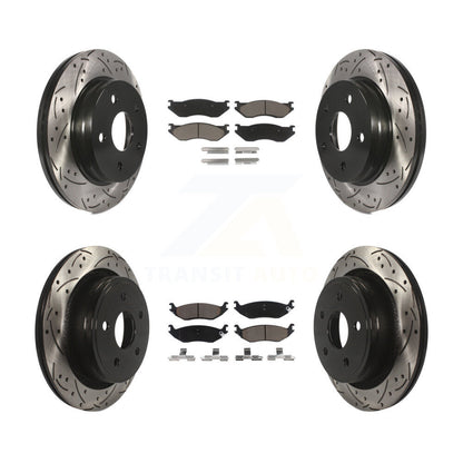 [Avant + Arrière] Kit de disque (percé rainuré revêtu) et plaquette (céramique) de frein pour Dodge Ram 1500 KDC-100657