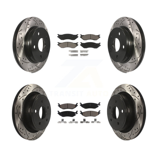 [Avant + Arrière] Kit de disque (percé rainuré revêtu) et plaquette (céramique) de frein pour Dodge Ram 1500 KDC-100657