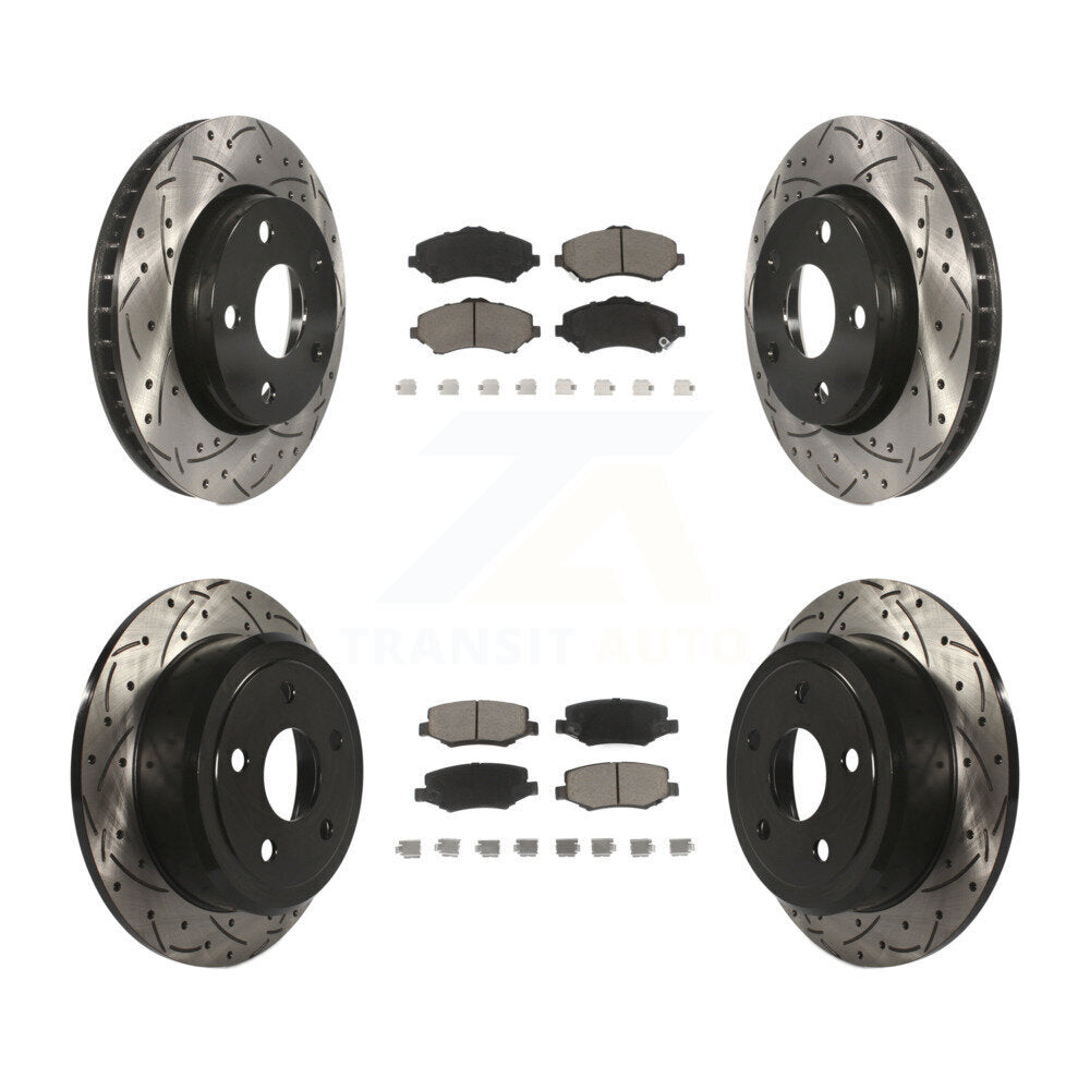[Avant + Arrière] Kit de disque (percé rainuré revêtu) et plaquette (céramique) de frein pour Jeep Wrangler JK KDC-100658