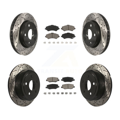 [Avant + Arrière] Kit de disque (percé rainuré revêtu) et plaquette (céramique) de frein pour Jeep Wrangler JK KDC-100658