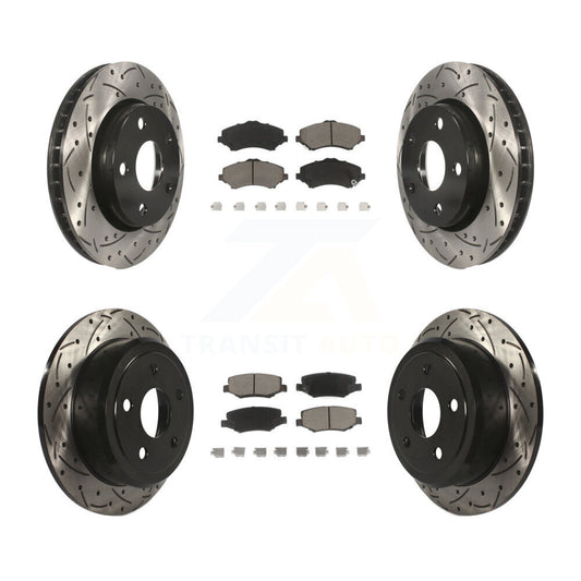 [Avant + Arrière] Kit de disque (percé rainuré revêtu) et plaquette (céramique) de frein pour Jeep Wrangler JK KDC-100658