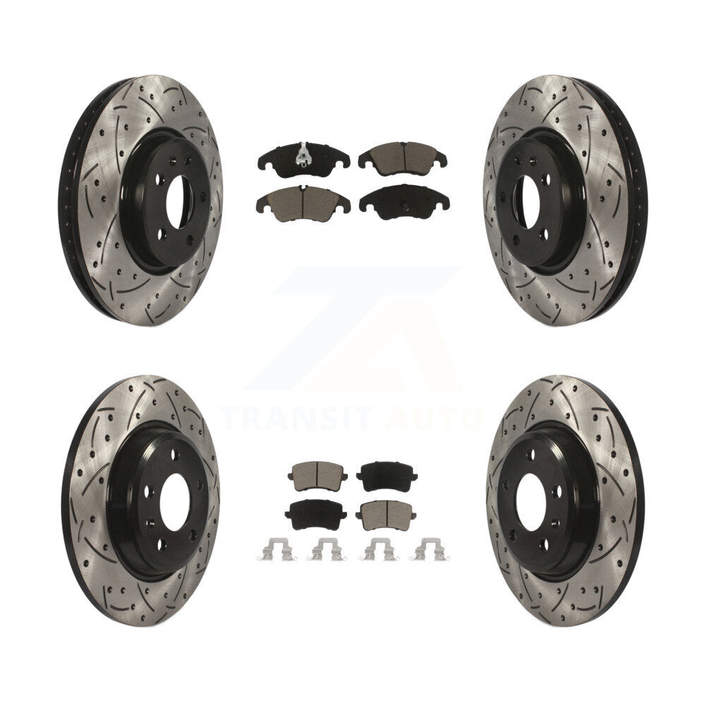 [Avant + Arrière] Kit de disque (percé rainuré revêtu) et plaquette (céramique) de frein pour Audi A4 Q5 A5 Quattro allroad KDC-100659