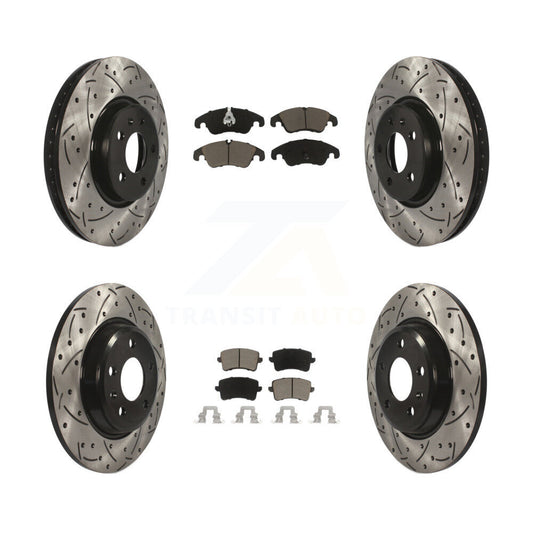 [Avant + Arrière] Kit de disque (percé rainuré revêtu) et plaquette (céramique) de frein pour Audi A4 Q5 A5 Quattro allroad KDC-100659