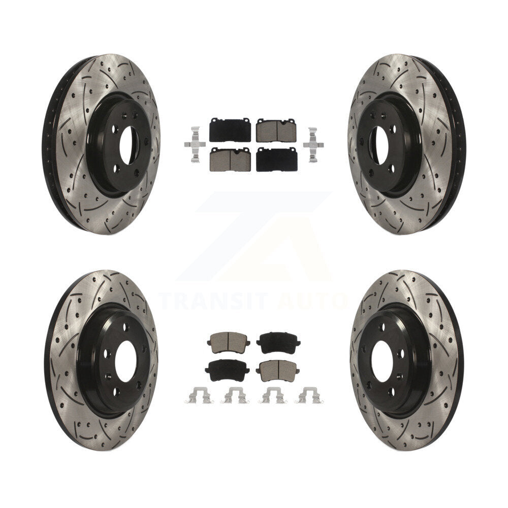 [Avant + Arrière] Kit de disque (percé rainuré revêtu) et plaquette (céramique) de frein pour Audi Q5 KDC-100660