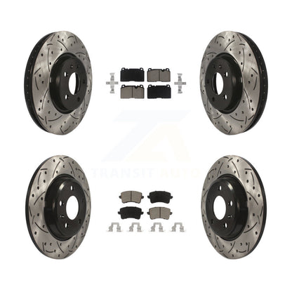[Avant + Arrière] Kit de disque (percé rainuré revêtu) et plaquette (céramique) de frein pour Audi Q5 KDC-100660