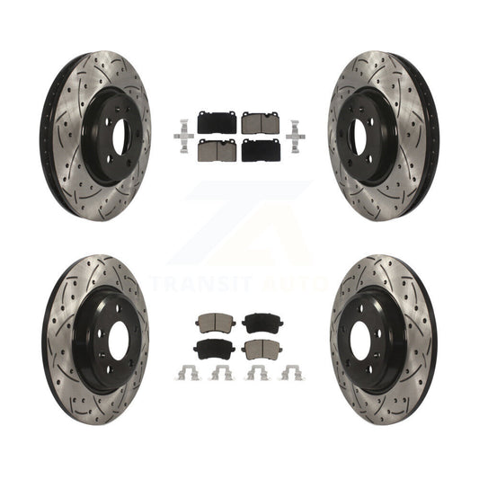 [Avant + Arrière] Kit de disque (percé rainuré revêtu) et plaquette (céramique) de frein pour Audi Q5 KDC-100660