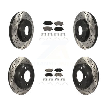 [Avant + Arrière] Kit de disque (percé rainuré revêtu) et plaquette (céramique) de frein pour 2017-2020 Hyundai Elantra 2.0L KDC-100666