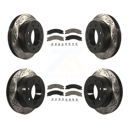 [Avant + Arrière] Kit de disque (percé rainuré revêtu) et plaquette (céramique) de frein pour Chevrolet Silverado 2500 HD GMC Sierra 3500 Suburban KDC-100667