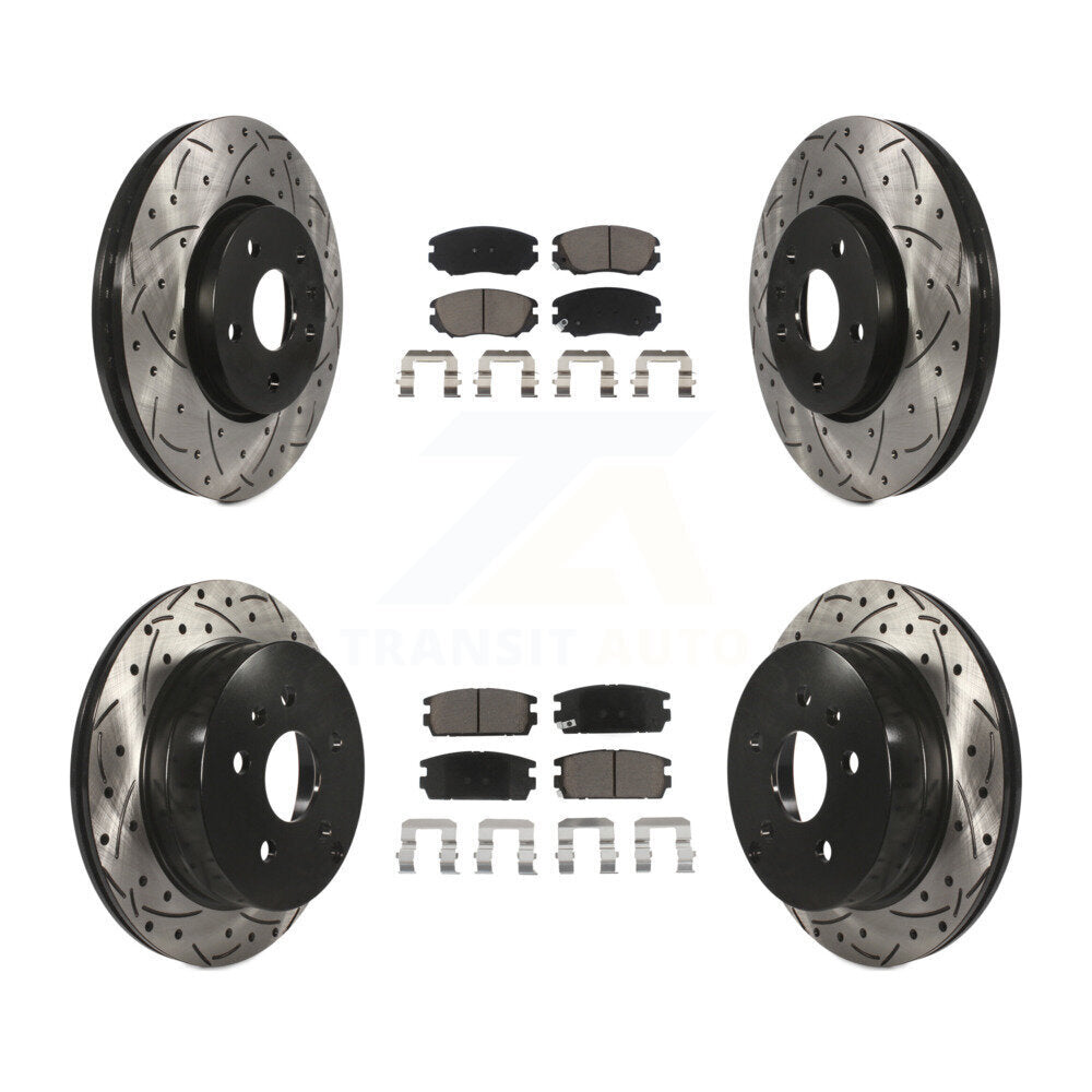 [Avant + Arrière] Kit de disque (percé rainuré revêtu) et plaquette (céramique) de frein pour 2010-2017 Chevrolet Equinox GMC Terrain KDC-100668
