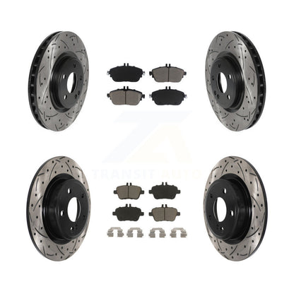 [Avant + Arrière] Kit de disque (percé rainuré revêtu) et plaquette (céramique) de frein pour Mercedes-Benz GLA250 CLA250 INFINITI QX30 B Electric Drive B250 KDC-100669