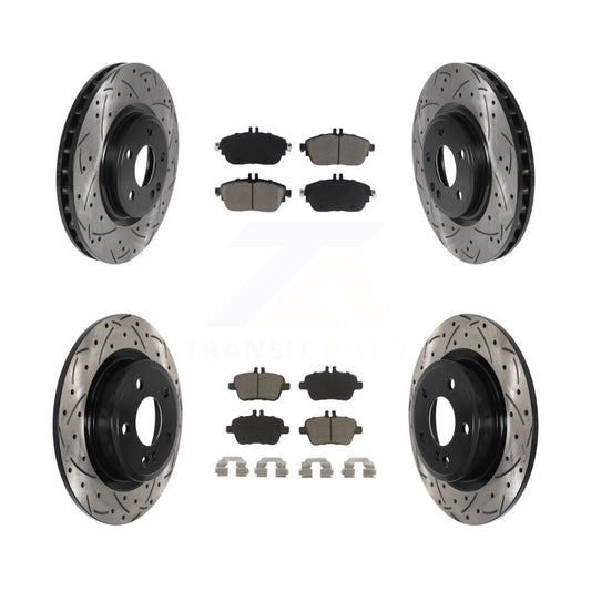[Avant + Arrière] Kit de disque (percé rainuré revêtu) et plaquette (céramique) de frein pour Mercedes-Benz GLA250 CLA250 INFINITI QX30 B Electric Drive B250 KDC-100669