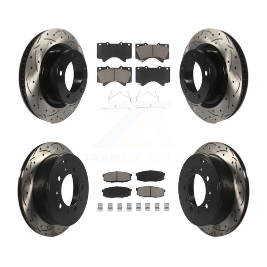 [Avant + Arrière] Kit de disque (percé rainuré revêtu) et plaquette (céramique) de frein pour Toyota Tundra Sequoia Lexus LX570 Land Cruiser KDC-100671