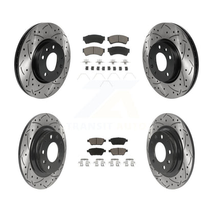 [Avant + Arrière] Kit de disque (percé rainuré revêtu) et plaquette (céramique) de frein pour Ford Fusion Mazda 6 Lincoln MKZ Mercury Milan Zephyr KDC-100672