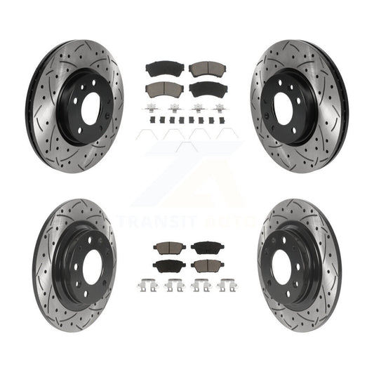 [Avant + Arrière] Kit de disque (percé rainuré revêtu) et plaquette (céramique) de frein pour Ford Fusion Mazda 6 Lincoln MKZ Mercury Milan Zephyr KDC-100672