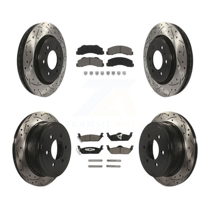 [Avant + Arrière] Kit de disque (percé rainuré revêtu) et plaquette (céramique) de frein pour 2010-2011 Ford F-150 avec 6 Lug Wheels KDC-100673