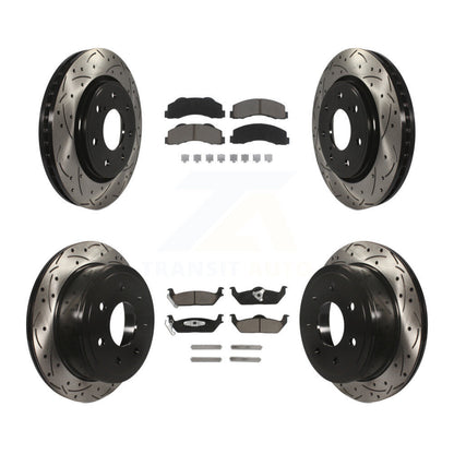 [Avant + Arrière] Kit de disque (percé rainuré revêtu) et plaquette (céramique) de frein pour 2010-2011 Ford F-150 avec 7 Lug Wheels KDC-100674