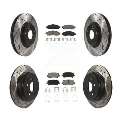 [Avant + Arrière] Kit de disque (percé rainuré revêtu) et plaquette (céramique) de frein pour Honda Pilot Acura MDX ZDX KDC-100675