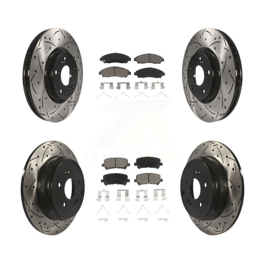 [Avant + Arrière] Kit de disque (percé rainuré revêtu) et plaquette (céramique) de frein pour Honda Pilot Acura MDX ZDX KDC-100675