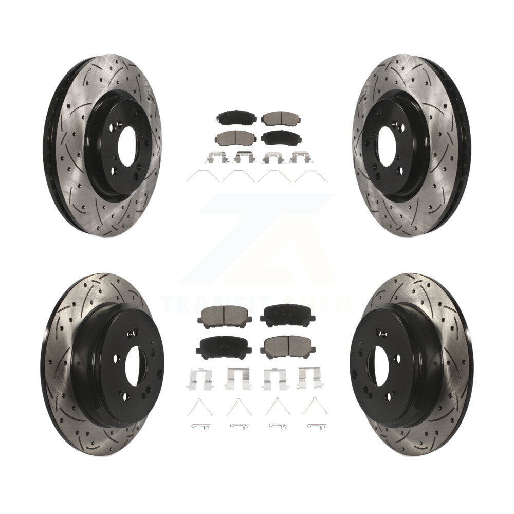 [Avant + Arrière] Kit de disque (percé rainuré revêtu) et plaquette (céramique) de frein pour 2011-2014 Honda Odyssey KDC-100676