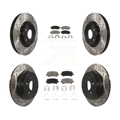 [Avant + Arrière] Kit de disque (percé rainuré revêtu) et plaquette (céramique) de frein pour 2011-2014 Honda Odyssey KDC-100676