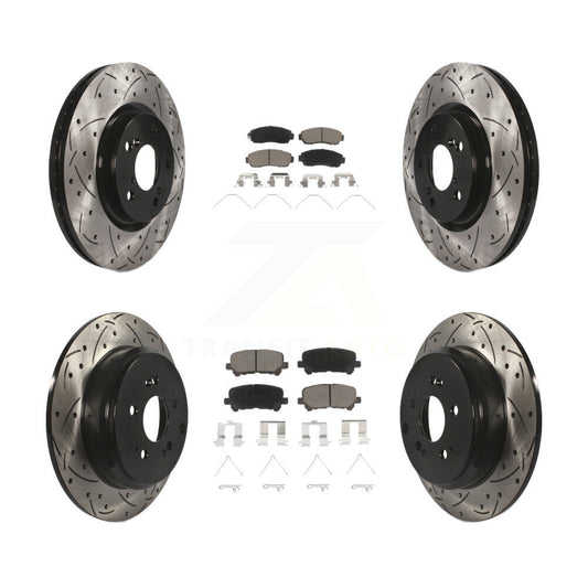 [Avant + Arrière] Kit de disque (percé rainuré revêtu) et plaquette (céramique) de frein pour 2011-2014 Honda Odyssey KDC-100676