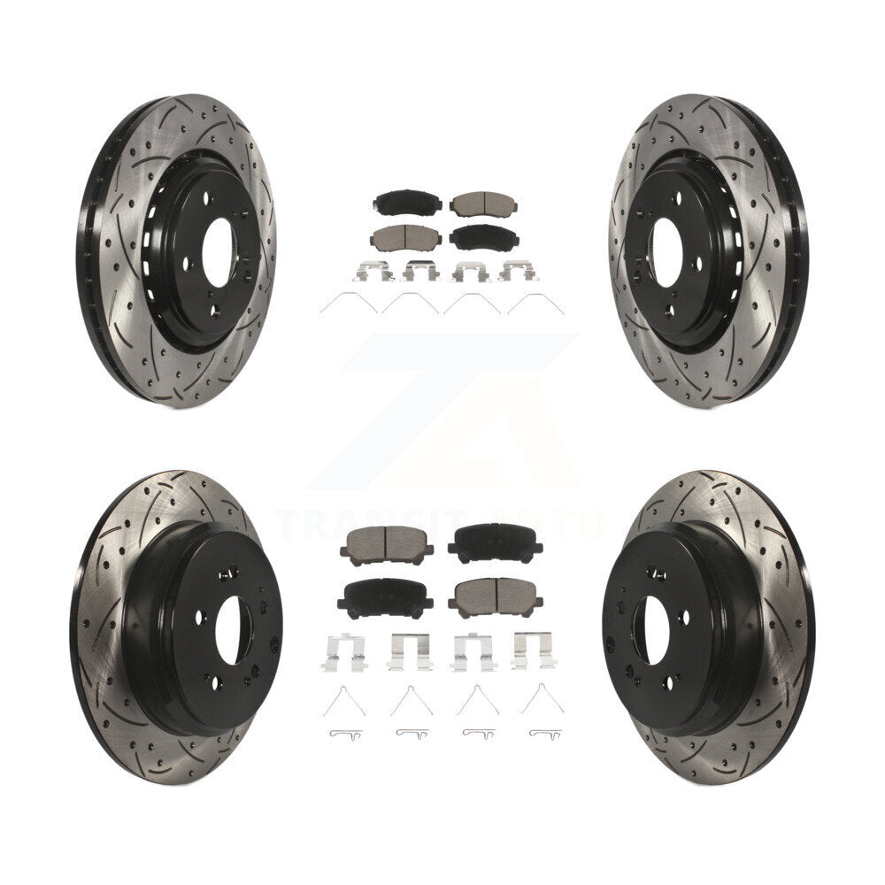 [Avant + Arrière] Kit de disque (percé rainuré revêtu) et plaquette (céramique) de frein pour 2015-2017 Honda Odyssey KDC-100677