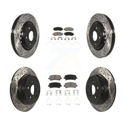 [Avant + Arrière] Kit de disque (percé rainuré revêtu) et plaquette (céramique) de frein pour 2015-2017 Honda Odyssey KDC-100677