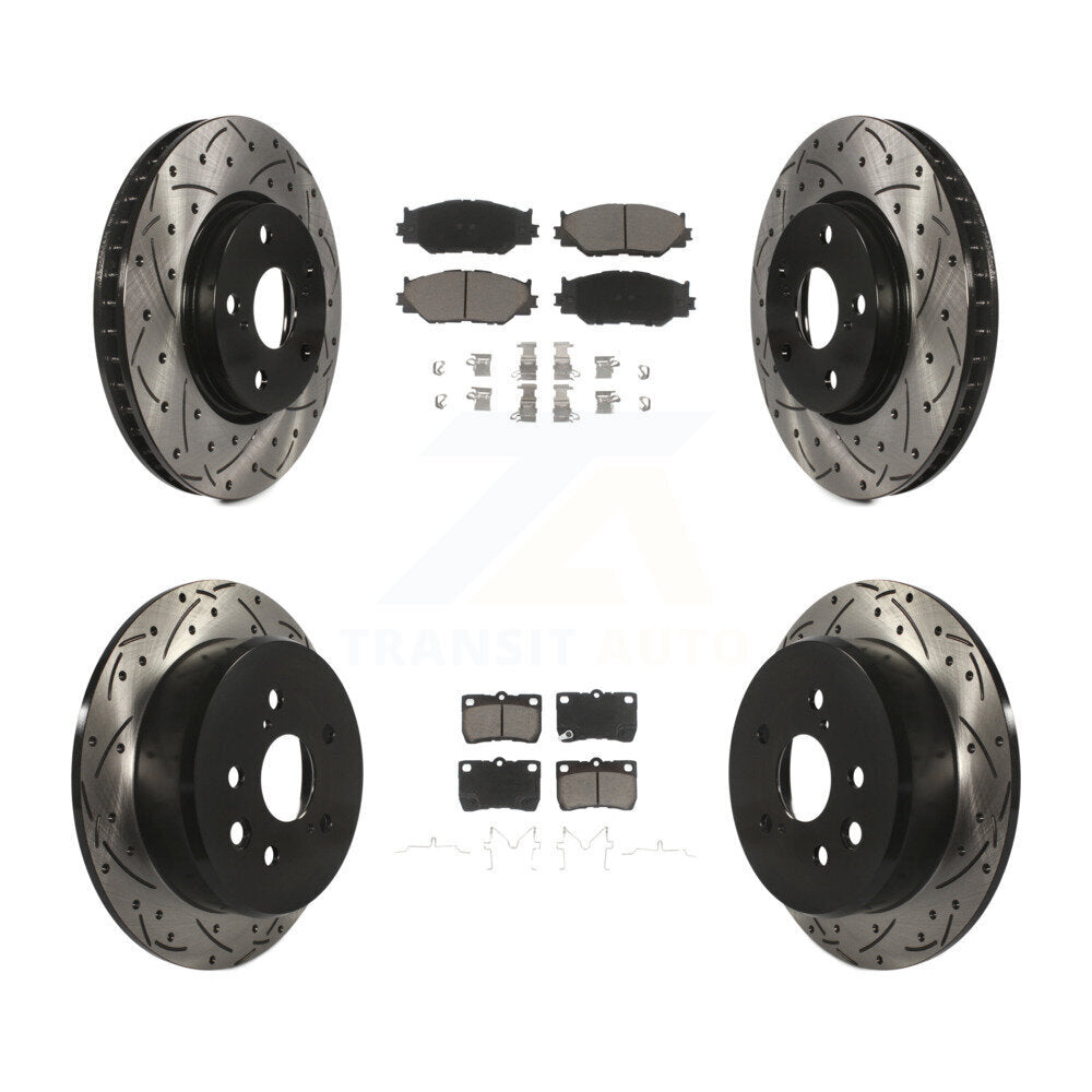 [Avant + Arrière] Kit de disque (percé rainuré revêtu) et plaquette (céramique) de frein pour Lexus IS250 KDC-100681