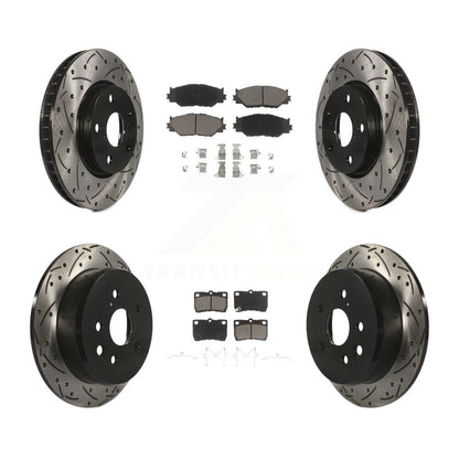 [Avant + Arrière] Kit de disque (percé rainuré revêtu) et plaquette (céramique) de frein pour Lexus IS250 KDC-100681