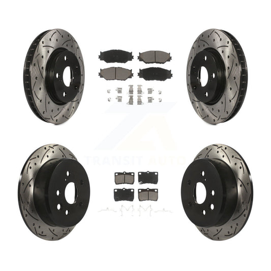 [Avant + Arrière] Kit de disque (percé rainuré revêtu) et plaquette (céramique) de frein pour Lexus IS250 KDC-100681