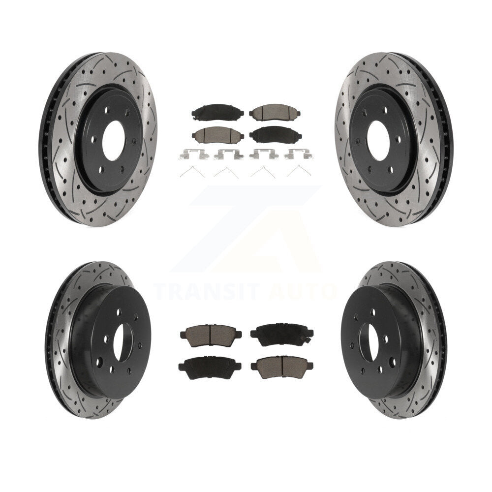 [Avant + Arrière] Kit de disque (percé rainuré revêtu) et plaquette (céramique) de frein pour 2006-2007 Nissan Xterra KDC-100682