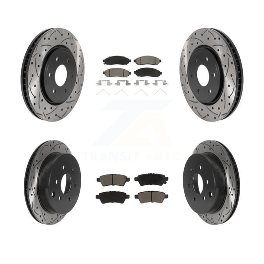 [Avant + Arrière] Kit de disque (percé rainuré revêtu) et plaquette (céramique) de frein pour 2006-2007 Nissan Xterra KDC-100682