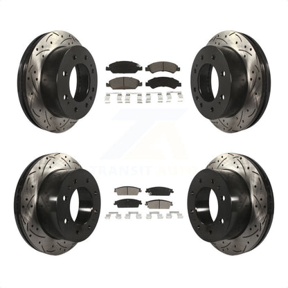 [Avant + Arrière] Kit de disque (percé rainuré revêtu) et plaquette (céramique) de frein pour 2011 Chevrolet Silverado 1500 Hybrid KDC-100685 par Transit Auto
