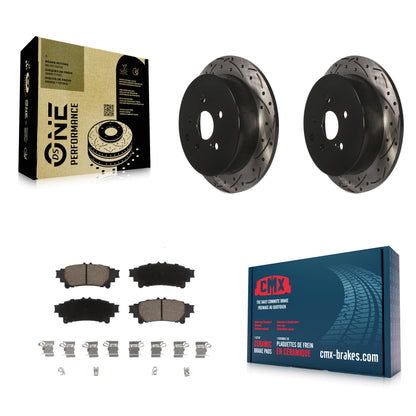 [Arrière] Kit de disque (percé rainuré revêtu) et plaquette (céramique) de frein pour Toyota Highlander Sienna Lexus RX350 RX450h KDC-100701