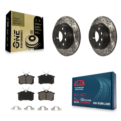 [Arrière] Kit de disque (percé rainuré revêtu) et plaquette (céramique) de frein pour Volkswagen Jetta Beetle Audi A3 Golf SportWagen KDC-100705