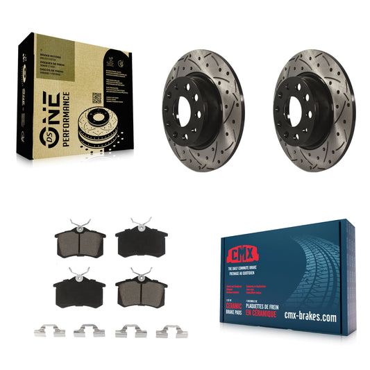 [Arrière] Kit de disque (percé rainuré revêtu) et plaquette (céramique) de frein pour Volkswagen Beetle Golf avec 272mm Diameter Rotor KDC-100710