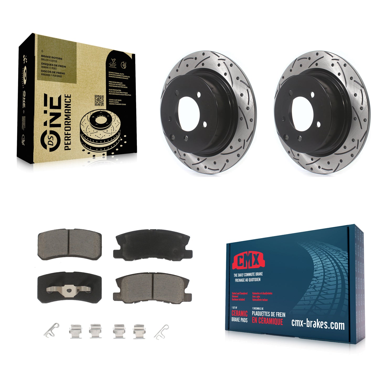 [Arrière] Kit de disque (percé rainuré revêtu) et plaquette (céramique) de frein pour Jeep Patriot Dodge Chrysler Compass Avenger 200 Mitsubishi Sebring Lancer Caliber Outlander Sport RVR KDC-100716